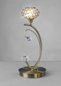 Cara Antique Brass Crystal Table Lamps Diyas Armed Table Lamps